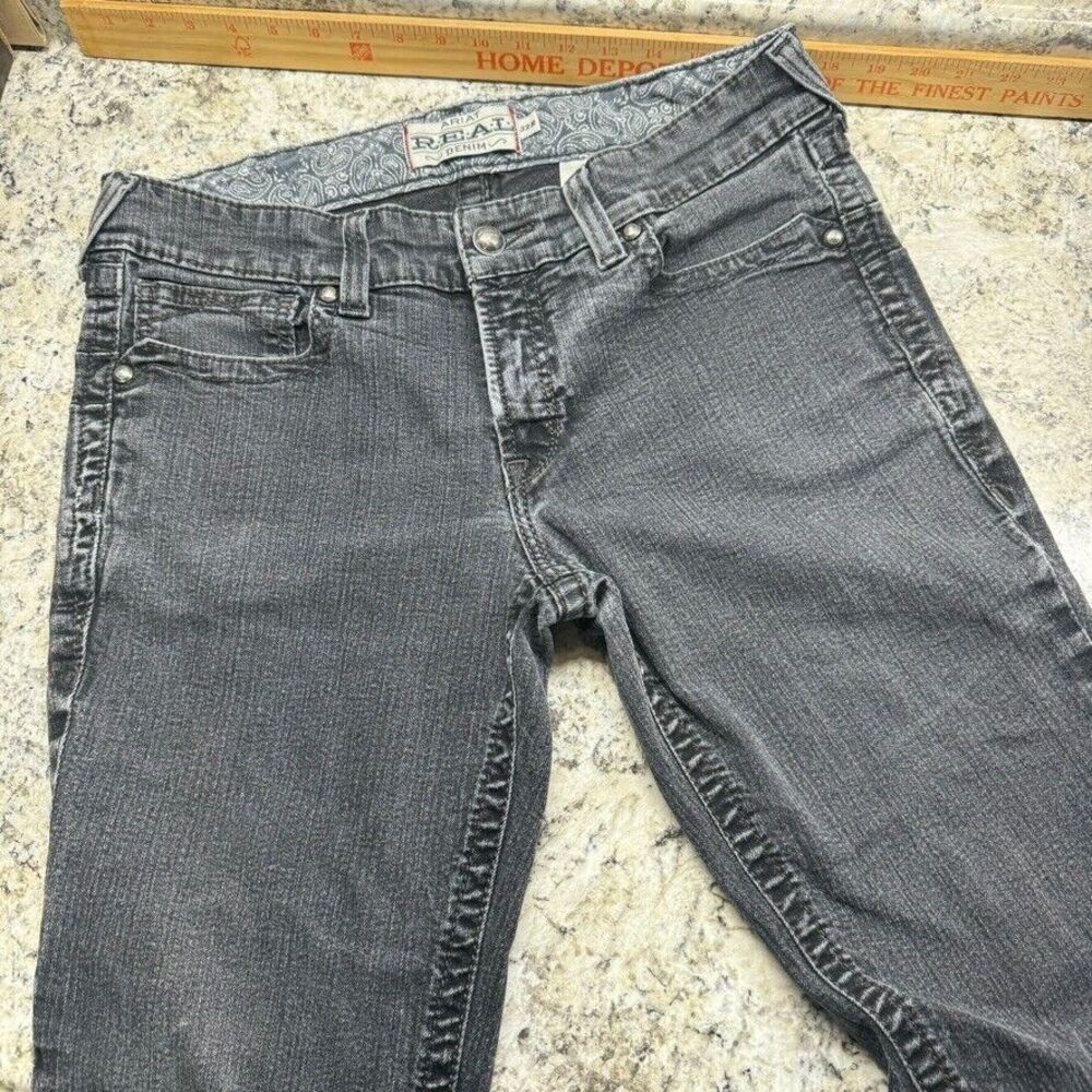 Ariat Woman's R.E.A.L. 32R Mid Rise Black Boot Cut Riding Western Denim Jeans